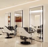 Consolă coafură, frizerie, cosmetică cu oglindă LED 200x80, negru