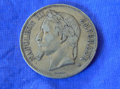 Moneda argint 5 Francs 1868 BB(cr3) foto