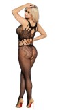 Bodystocking din Plasa cu Decupaje Negru OS