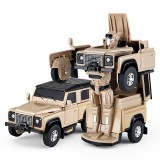 MASINUTA METALICA CONVERTIBILA LAND ROVER DEFENDER BEJ CU SCARA 1 LA 32