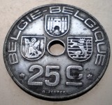 2.026 BELGIA WWII 25 CENTIMES 1945, Europa, Zinc