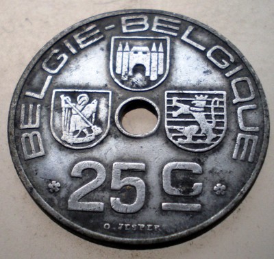 2.026 BELGIA WWII 25 CENTIMES 1945 foto