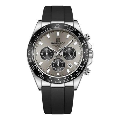 Ceas Barbati Naviforce 8054 Negru-Argintiu , Design Military, Functii Multiple, Rezistent la socuri, Rezistent la Apa 3ATM foto
