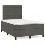 Cumpara ieftin Pat box spring cu saltea, gri inchis, 120x200 cm, catifea