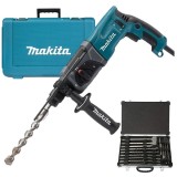 Makita HR2470 + D-42444 - Rotopercutor SDS-Plus 780 W 2.4 J valiza plastic + Set SDS-Plus 12 burghie 5 dalti cutie metal