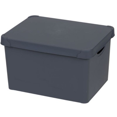 Cutie de depozitare din plastic cu capac, Gri, 20 l foto