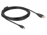 Cablu USB 2.0 A la mini B, 3 m, negru, 480 Mbps