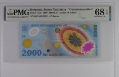 2000 lei 1999 eclipsa PMG68 UNC bancnota gradata