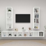 vidaXL Dulapuri TV suspendate, 4 buc. alb, lemn prelucrat