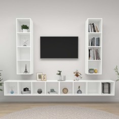 vidaXL Dulapuri TV suspendate, 4 buc. alb, lemn prelucrat 3079889