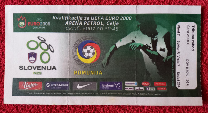 Bilet meci fotbal SLOVENIA - ROMANIA (02.06.2007)