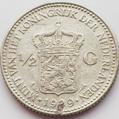 749 Olanda 1/2 Gulden 1929 Willem III km 160 argint foto