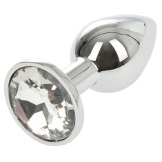 Dop Anal Metallic Buttplug, Small, Argintiu/Clear, Passion Labs