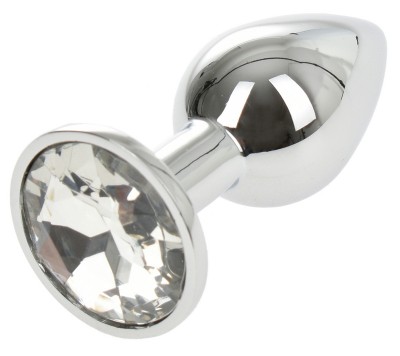 Dop Anal Metallic Buttplug, Small, Argintiu/Clear, Passion Labs foto