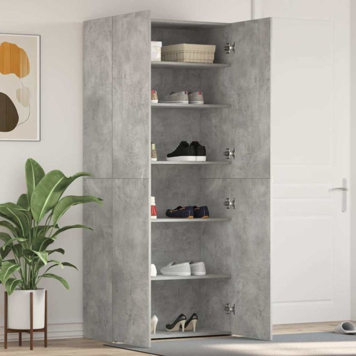 vidaXL Dulap pentru pantofi Gri 80 x 35.5 x 180 cm Lemn compozit