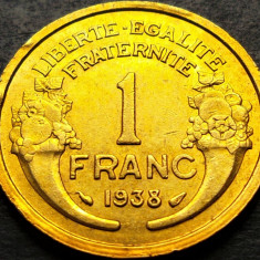 Moneda istorica 1 FRANC - FRANTA, anul 1938 * cod 1206 B