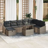 Gossi set de canapea cu 9 piese cu perne gri ratan polimeric
