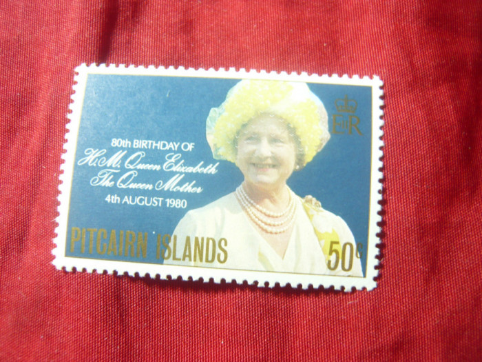 Serie 1 valoare Pitcairn 1980 - Regina Mama Elisabeth la a 80a Aniversare