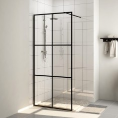 vidaXL Paravan duș walk-in, negru, 100x195 cm, sticlă ESG transparentă 151025