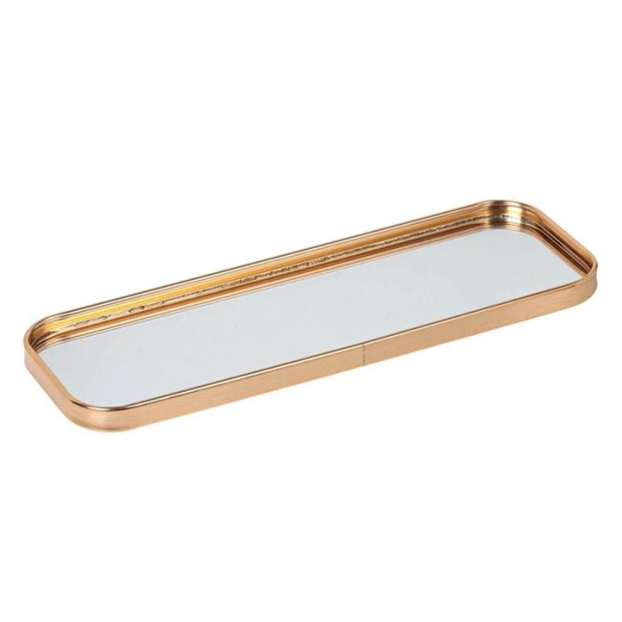 Suport pentru lumanari, Tava dreptunghiulara cu oglinda, Auriu, 35x12x1.5 cm, ATU-086093