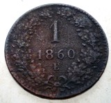 7.200 AUSTRIA 1 KREUZER 1860 E, Europa, Cupru (arama)
