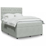 VidaXL Pat box spring cu saltea, gri deschis, 140x200 cm, catifea 3294664