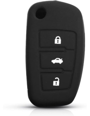 Husa cheie auto din silicon Audi tip briceag 3 butoane Negru foto