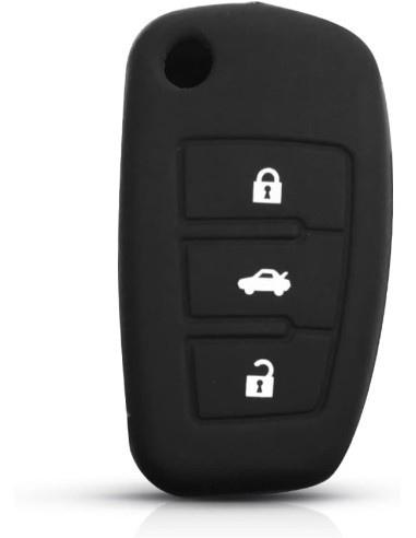 Husa cheie auto din silicon Audi tip briceag 3 butoane Negru