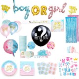 Cumpara ieftin Set Gender Reveal 25 persoane, Boy or Girl, Team Boy/Team Girl, balon Dezvaluirea Sexului, Farfurii, Pahare, Servetele, Perdele, Oem
