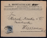 ROMANIA PLIC CU ANTET FRANCAT REGELE CAROL I SPIC DE GRAU 25 BANI CIRCULAT 1906