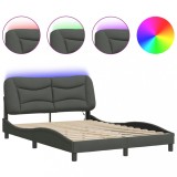 Cumpara ieftin Cadru de pat cu LED fara saltea Hvar tesatura gri inchis 140x200 cm