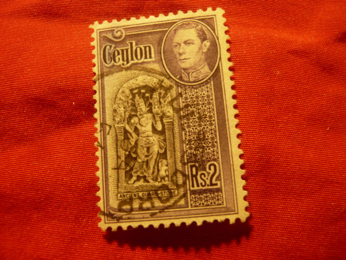 Timbru Ceylon colonie britanica 1938 Rege George VI - Arta ,val. 2rs stampilat