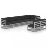 Cumpara ieftin Set mobilier de gradina cu perne, 8 piese, lemn masiv de pin