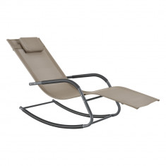 [en.casa]? Scaun balansoar gradina Caracena B, 147 x 63 x 89 cm, otel/PVC/poliester, 120 Kg, bej HausGarden Leisure foto