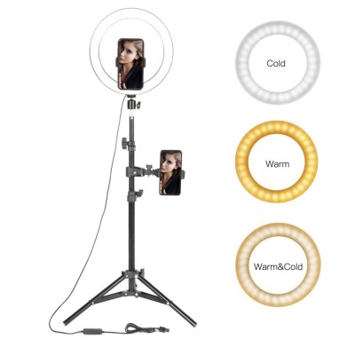 Lampa LED video 26cm cu suport telefon ring light pentru youtube, vlog, make-up foto