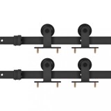 Cumpara ieftin Seturi de feronerie usi glisante, 2 buc., negru, 200 cm, otel