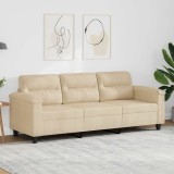 vidaXL Canapea cu 3 locuri, crem, 180 cm, țesătură microfibră 359571