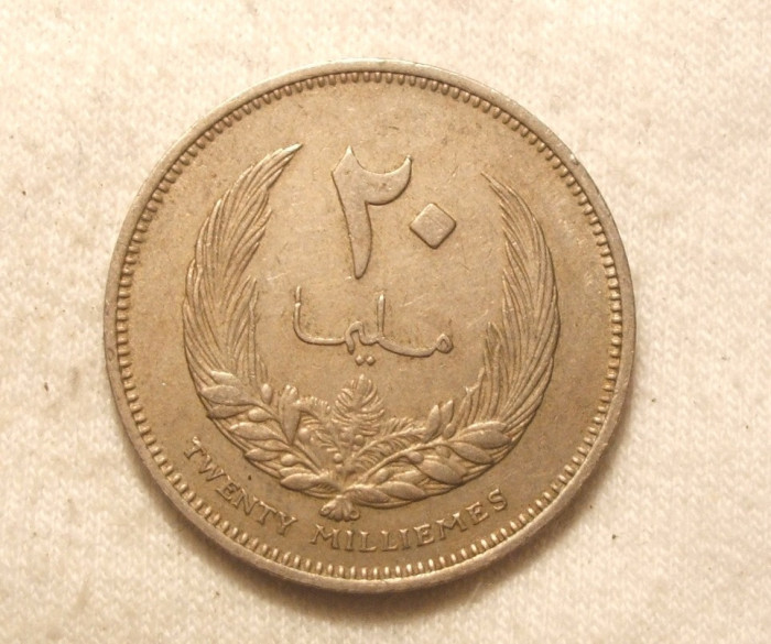 LIBIA LIBYA 20 MILLIMES 1965 VF+