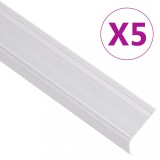 VidaXL Profile trepte &icirc;n formă de L, 5 buc, argintiu, 100 cm, aluminiu