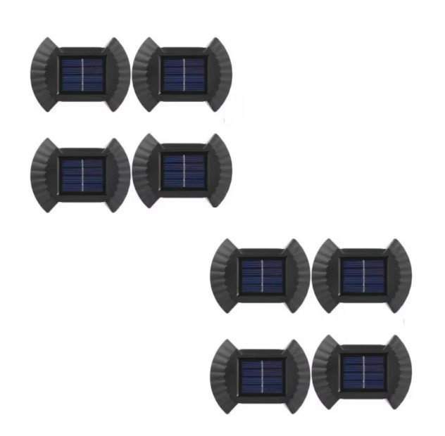 Set 8 lampi LED solare cu lumina bidirectionala pentru garduri, scari exterioare, senzor de lumina, alb cald