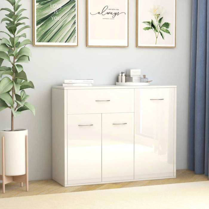 Gossi dulap, alb extralucios, 88x30x70 cm, lemn prelucrat