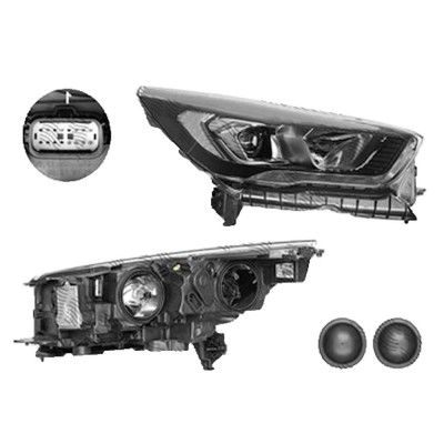 Far Ford Kuga, 02.20, St-Line, partea Dreapta, cu lumina timp de zi tip LED; H1+H7+LED; electric; negru, transparent cu finitie alba; cu becuri; cu foto