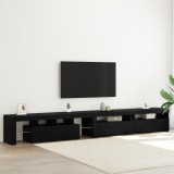 Mobilier TV vidaXL 3 pcs cu Lumini LED Negru Stejar Lemn prelucrat, Mobilier TV vidaXL cu Lumini LED 2 pcs Negru Stejar 75x35x40 cm Lemn prelucrat