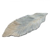 Platou Sticlă Frunză, Argintiu-Auriu, 49x22 cm, Oem