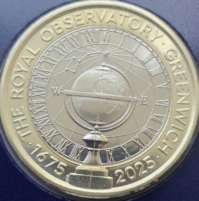 2 pounds 2025 Marea Britanie, Royal Observatory, Greenwich, Bunc, Coincard, km#new foto