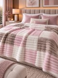 Cumpara ieftin Patura Cocolino Roz Alb 200x230 cm , Moale, Calduroasa E i Antialergica