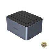 Docking Station Orico 6626C3-C-V1 2-Drive pentru HDD / SSD SATA 2.5inch / 3.5inch Gri