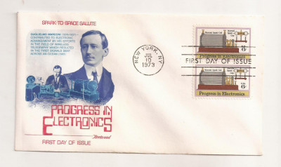 P7 FDC SUA- Progres in Electronics -First day of Issue, necirc. 1973 foto