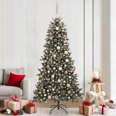 vidaXL BraddeCrăciunartificial cu 300 LED Verde 114 x 114 x 210 cm PVC 3395890 foto
