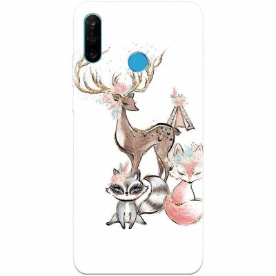 Husa silicon pentru Huawei P30 Lite, Foxs And Deer foto